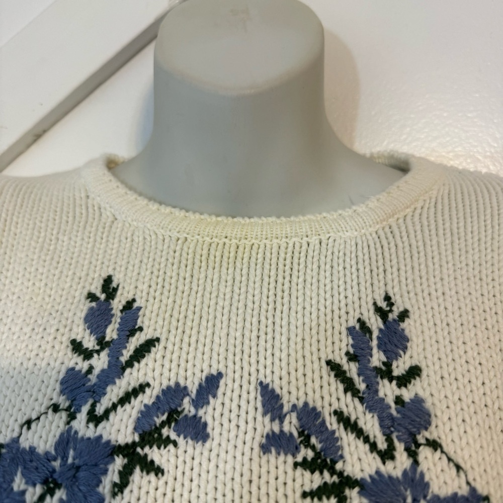 Ba&sh Miro Floral Embroidered Crochet Open Back 3/4 Sleeve Sweater Sz M - Picture 7 of 14